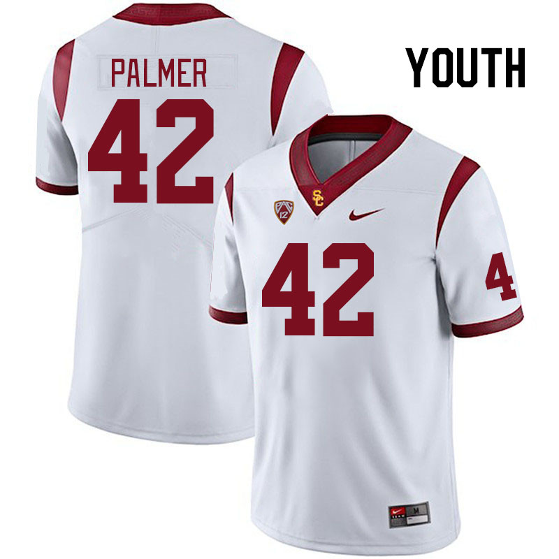 Youth #42 Deuce Palmer USC Trojans College Football Jerseys Stitched Sale-White
